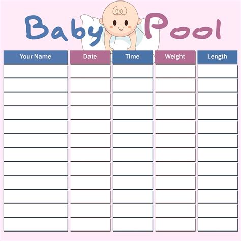 baby weight pool chart.